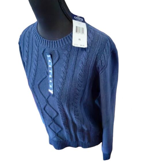 CHAPS Navy Blue Ribbed Cotton Blend Sweater XL (NWT) - Picture 3 of 5